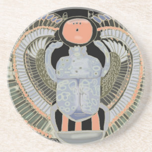 Egyptische Pastel gekleurde Scarab kever Zandsteen Onderzetter