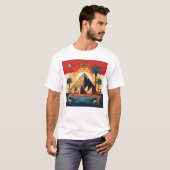 Egyptische Piramide Kunst met Zon en Cultureel Ele T-shirt (Voorkant volledig)
