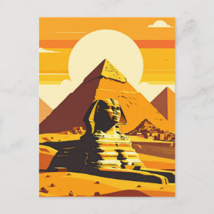 Egyptische piramides en Sfinx Vintage Briefkaart