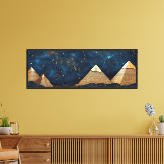 Egyptische Piramides Night Sky Wall Art - Kosmisch Canvas Afdruk