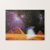 Egyptische Pyramids Giza ontmoeten ruimte en UFO Legpuzzel (Horizontaal)