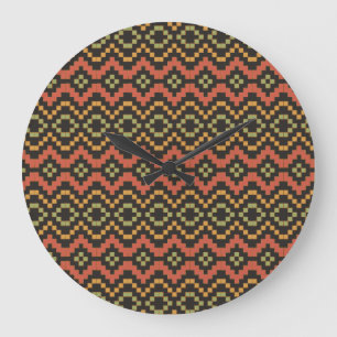 Egyptische Rood- en Zwarte Tribale-wandklok Grote Klok