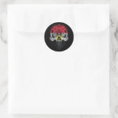 Egyptische Rozen en schedelvlag Ronde Sticker (Tas)