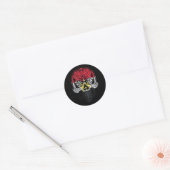 Egyptische Rozen en schedelvlag Ronde Sticker (Envelop)