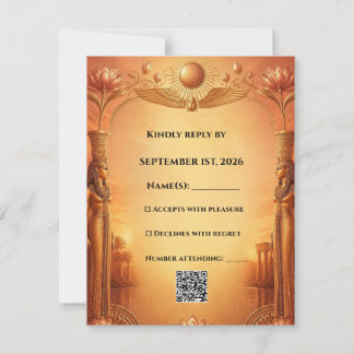 Egyptische RSVP-kaart | Goud & Blauw RSVP Kaartje