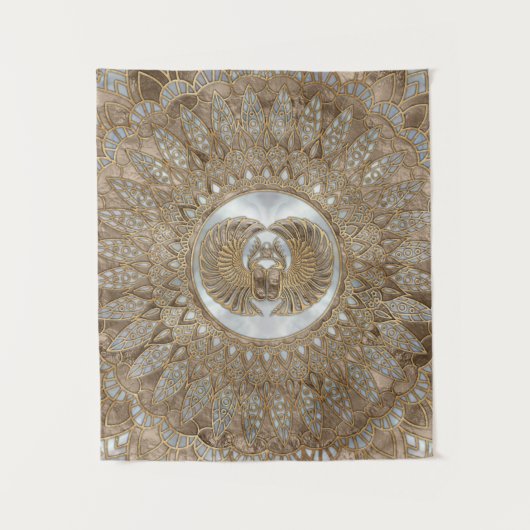 Egyptische Scarab Beetle Pastel Golds Wandkleed (Voorkant)