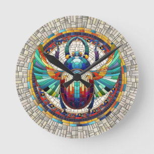 Egyptische Scarab Kever - Mozaïekkunst Ronde Klok