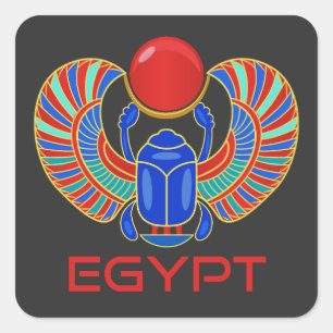 Egyptische Scarabee Met Het Woord Egypte Vierkante Sticker