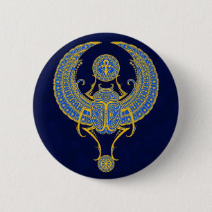 Egyptische scharrelaar, blauw ronde button 5,7 cm