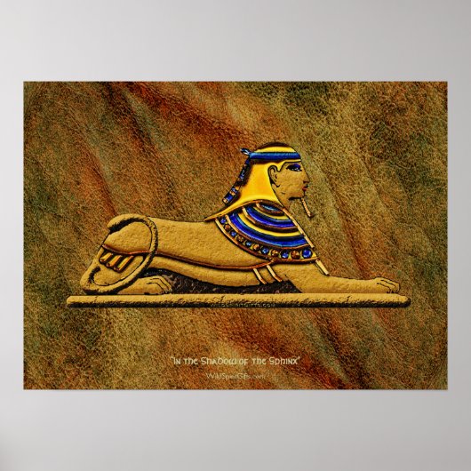 Egyptische Sphinx over Poster met leder-effect-kun (Voorkant)