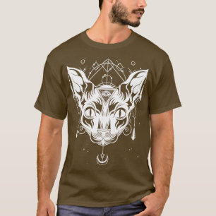 Egyptische Sphynx Kat Gotische Wicca Heks Pagan Oc T-shirt