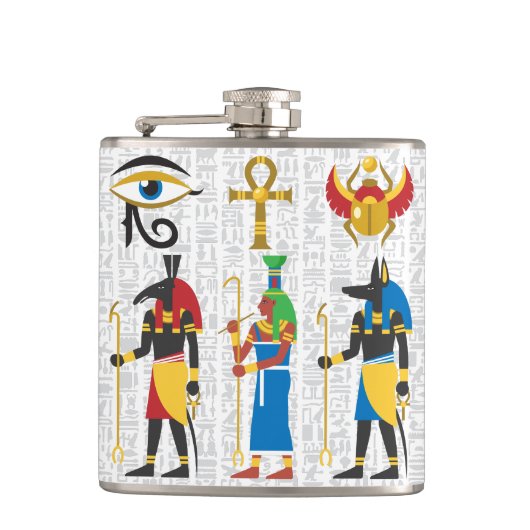 Egyptische symbolen heupfles (Voorkant)
