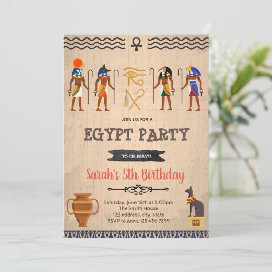 Egyptische verjaardagsfeest uitnodigingskaart kaart (Staand voorkant)