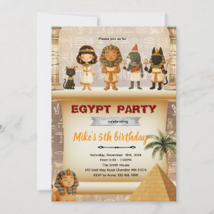 Egyptische verjaardagsuitnodiging voor kinderen kaart