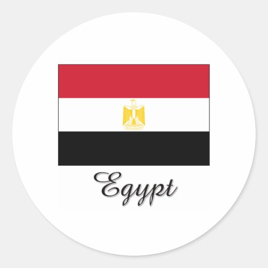 Egyptische vlag ronde sticker (Voorkant)