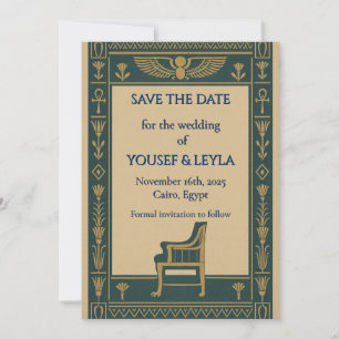 Egyptische Vleugelscarabee Troon Goud Save the Dat Date