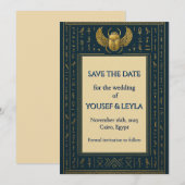 Egyptische Vleugelskever Gouden Save the Date (Voorkant / Achterkant)