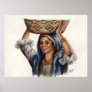 Egyptische Vrouw Mand Kunst Poster