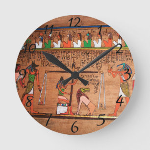 Egyptische wandklok in Hieroglyphs Ronde Klok