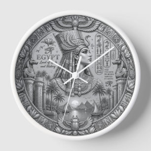 Egyptische Zilveren Wandklok – Elegant Oude Egypte