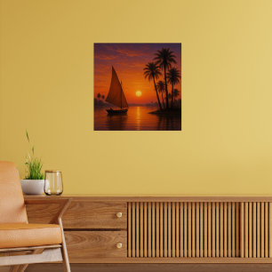 Egyptische zonsondergang - Nile River Uitzicht Pos Poster