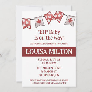 "Eh" Baby is onderweg! Canada Day Baby shower Kaart