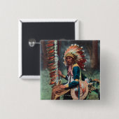 Ehankekle Chief Portrait Vierkante Button 5,1 Cm (Voorkant /achterkant)