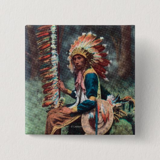 Ehankekle Chief Portrait Vierkante Button 5,1 Cm (Voorkant)