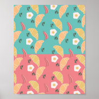 Ei Gebakken Ontbijt Croissant Vintage Pop Art