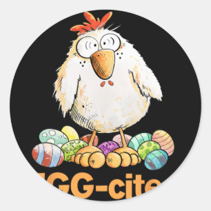 Ei-geniaal grappig Pasen kip ontwerp _1 Ronde Sticker