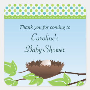 Ei in Birds Nest Baby shower Dank je wel Vierkante Sticker