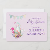 Ei in een mandje met Flamingo en Bunny Shower Kaart (Voorkant)