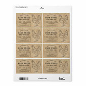 Ei Karton Label Rustiek Boerderij Kip Illustratie (Full Sheet)