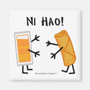 Ei Roll & Duck Sauce - Ni Hao! Magneet