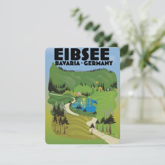 Eibsee Duitsland reisposter. (Staand voorkant)