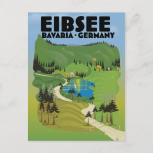 Eibsee Duitsland reisposter. Briefkaart