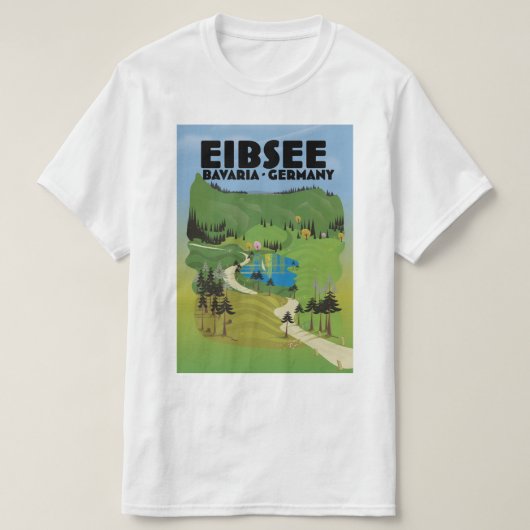Eibsee Duitsland reisposter. T-shirt (Design voorkant)