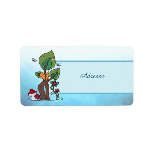 Eichhörnchen im Baum Adressaufkleber Etiket (Voorkant)