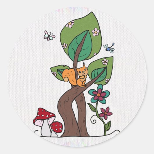 Eichhörnchen in Baum Ronde Sticker (Voorkant)