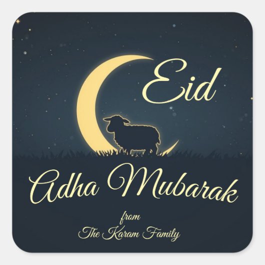 Eid Al Adha Dark Blue Sheep Dinner Vierkante Sticker (Voorkant)