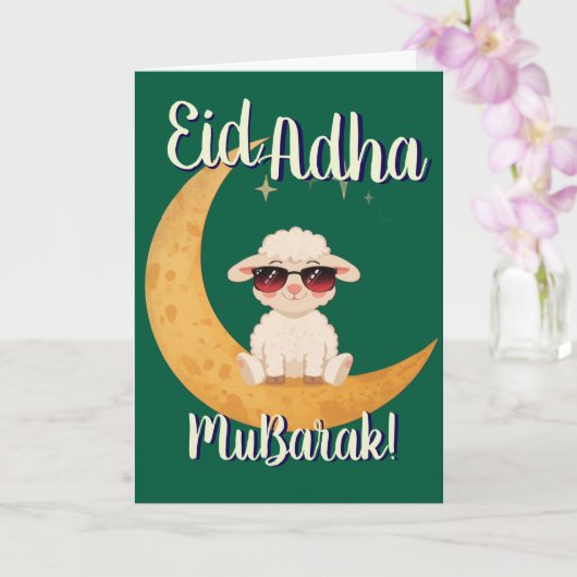 Eid Al Adha Moubarak Carte de Vœux Mouton Mignon (Orchidée)