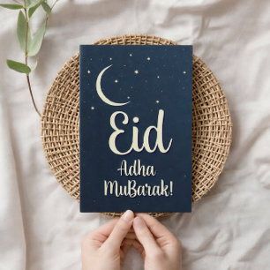 Eid Al Adha Mubarak Elegante Blauwe Wenskaart Kaart