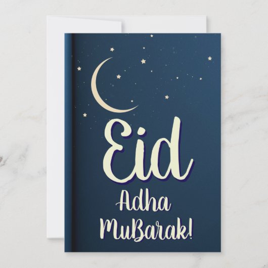 Eid Al Adha Mubarak Elegante Blauwe Wenskaart Kaart (Voorkant)