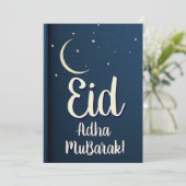 Eid Al Adha Mubarak Elegante Blauwe Wenskaart Kaart (Staand voorkant)
