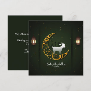Eid Al Adha Mubarak Golden Crescent Goat Islamic Feestdagenkaart