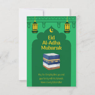 Eid Al-Adha Mubarak Kaart in het Groen en Ka'bah A