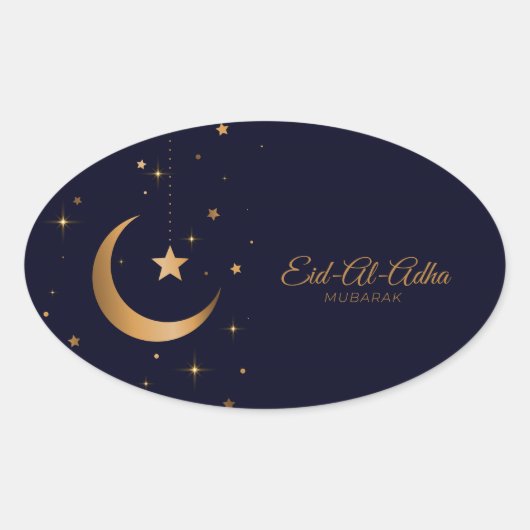 Eid-Al-Adha Mubarak Ovale Sticker (Voorkant)