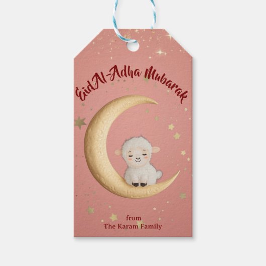 Eid Al-Adha Mubarak Pink Cadeaulabel (Voorkant)