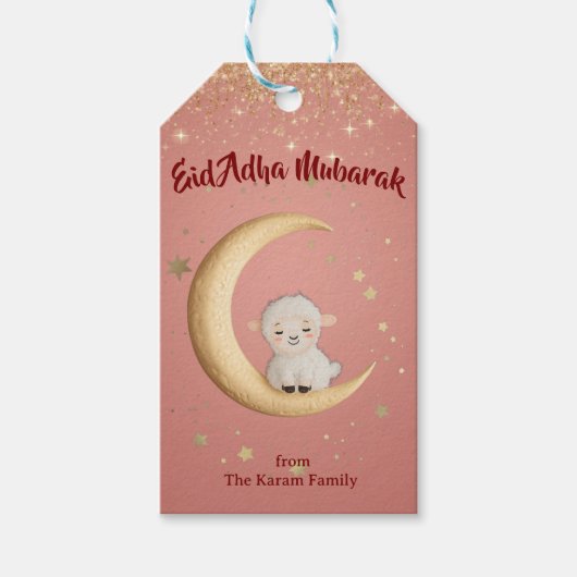 Eid Al Adha Personalized Eid Mubarak Muslim Gift Cadeaulabel (Voorkant)