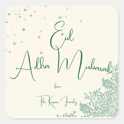 Eid Al Adha Personalized Eid Mubarak  Vierkante Sticker (Voorkant)